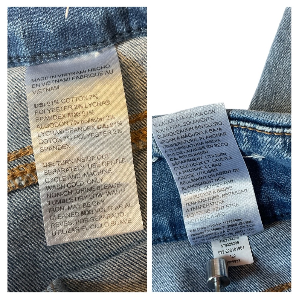 Chico's Sz 1.5 (Sz 10) Capri Jeans Pull On Light Wash 91% Cotton 2% Spandex - Picture 8 of 13